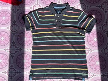 Polo uomo nera con righe multicolor - Tg.S