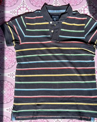 Polo uomo nera con righe multicolor - Tg.S
