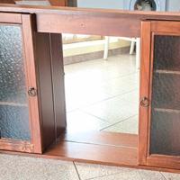Specchio bagno legno noce due ante con luce