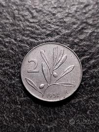 2 Lire 1957 Ape e Ulivo Italia