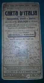 Carta geografica stradale Italia vintage