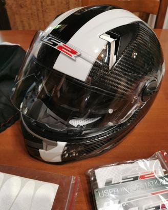 Casco Carbonio White LS2 TT  Taglia XS