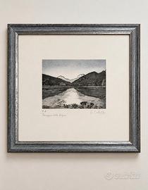 Paesaggio della Garfagnana, quadro con cornice
