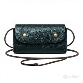 Borsa Donna a Tracolla in Pelle Nera Vintage