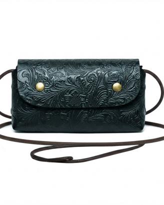 Borsa Donna a Tracolla in Pelle Nera Vintage