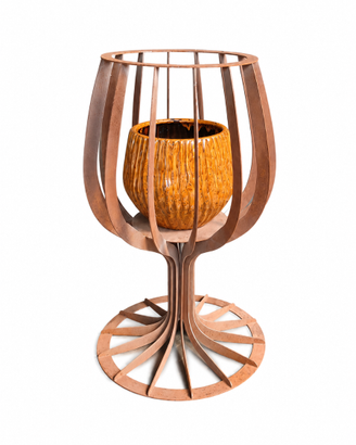 Calice porta vaso artigianale in corten