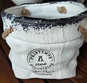 Vaso ceramica con manici in corda