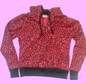 Felpa donna leopardata fucsia punk emo