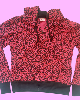 Felpa donna leopardata fucsia punk emo