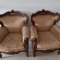 Coppia di poltrone in stile barocco anni 70 