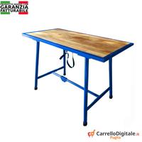 tavolo lavoro pieghevole legno e acciaio Blu