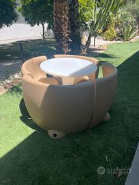 Tavolo e poltrone in polietilene