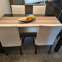 Tavolo in rovere wenghe' con sedie in cuoio 