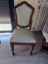 Sedia  legno con imbottit. e rivestimento in pelle