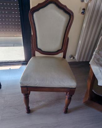 Sedia  legno con imbottit. e rivestimento in pelle