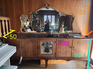 Grande credenza vintage anni 50 con specchio