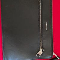 pochette Calvin Klein nera vera pelle