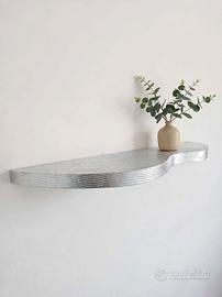 Consolle sospesa design ondulata argento 80 cm  