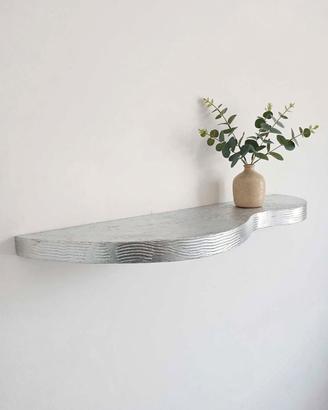 Consolle sospesa design ondulata argento 80 cm  