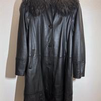 Giaccone donna vintage in pelle e pelliccia