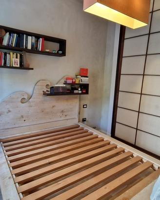 Letto matrimoniale artigianale legno massello