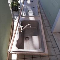 top cucina fornello e lavandino, piano cottura gas