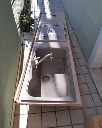 top cucina fornello e lavandino, piano cottura gas