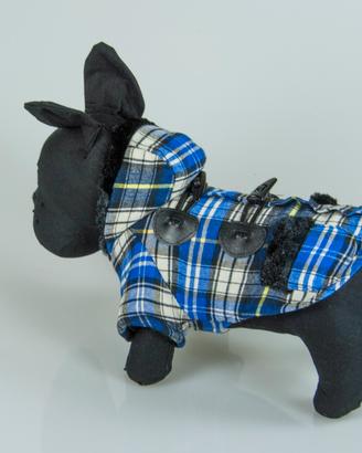  cane cappotto tartan blu 