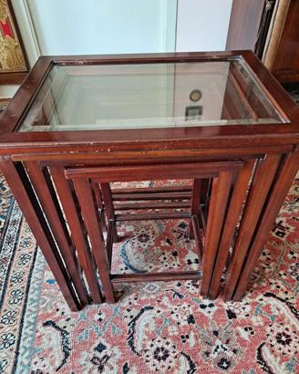 Tavolino da salotto vetro e legno