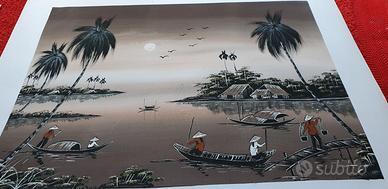 Dipinto a olio su tessuto acrilico - Laos