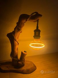 Lampada Bajour legno fatta a mano