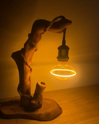 Lampada Bajour legno fatta a mano