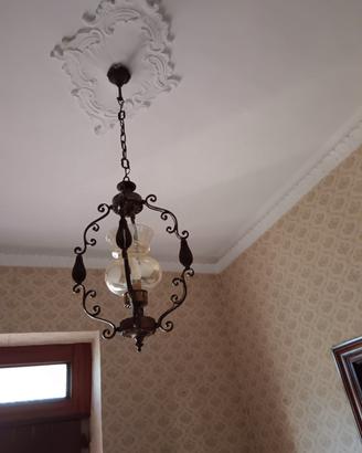 Lampadario ferro battuto anni 70