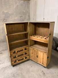 Mobile Baule Bar / Armadio Vintage su Ruote