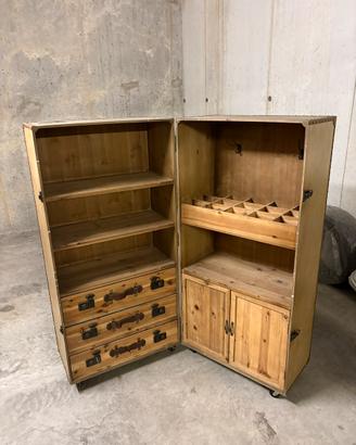 Mobile Baule Bar / Armadio Vintage su Ruote