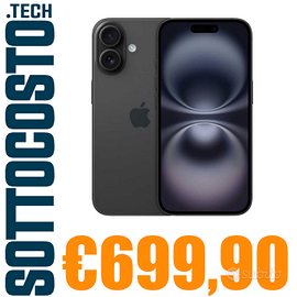 APPLE IPHONE 16 NERO 128GB, NUOVO SIGILLATO