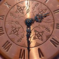 Orologio da parete, analogico, in rame