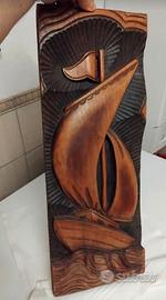 VECCHIO QUADRO SCULTURA LEGNO INTAGLIATO VINTAGE 