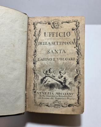 Libro Antico 1775 Ufficio della Settimana Santa