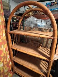 Libreria in Bambù e giunco anni 80