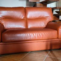 Divano in pelle marrone