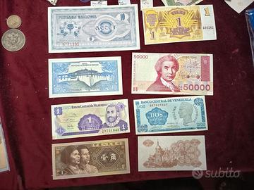 lotto 8 banconote mondiali FDS