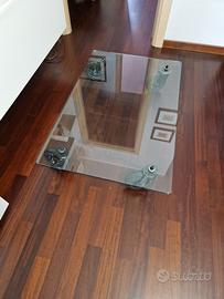 Tavolino vetro con ruote tipo Fontana Arte