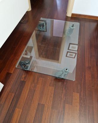 Tavolino vetro con ruote tipo Fontana Arte