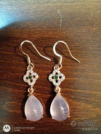 orecchini in argento con calcedonio rosa