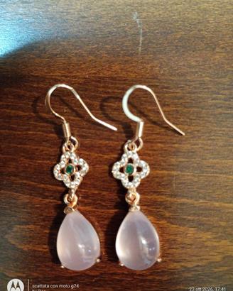 orecchini in argento con calcedonio rosa