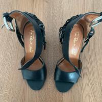 Sandali Via Roma15 con frange in pelle neri