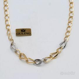 Collana donna in oro giallo e bianco 18 kt D.77
