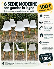 🪑 6 sedie moderne stile scandinavo