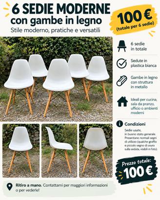 🪑 6 sedie moderne stile scandinavo
